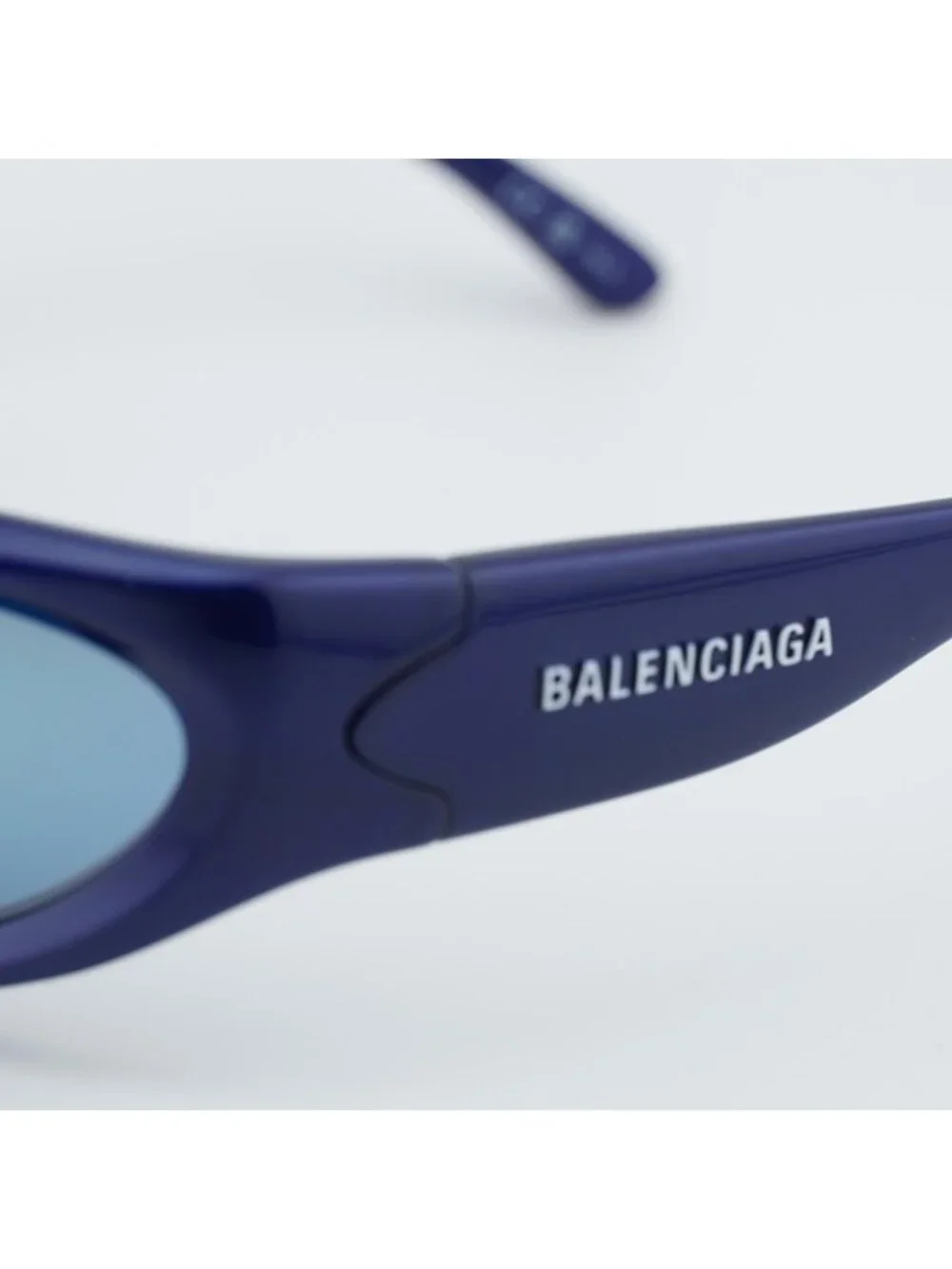 Balenciaga BB0157S 009 Sport Sunglasses Blue Geometric Frame, Blue Lenses - Picture 2 of 11